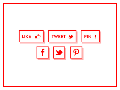 Minimal Sharing Buttons and Social Icons #FF0000