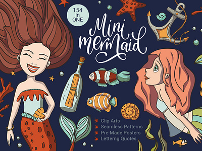 Mini Mermaid. Big Graphic Pack.