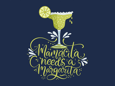 Mamacita needs a margarita. animal calligraphy card cartoon color cute art design drawing dribble drink illustraion illustration margarita party vector vector art