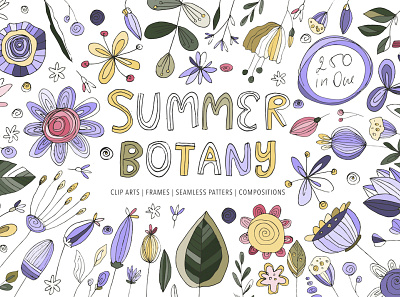 Summer Botany. Floral Graphic Pack. botany cartoon color cute art design doodle drawing dribble floral illustration simple design simplicity summer vector
