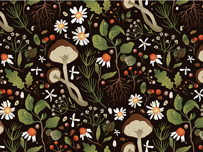 Mushroom pattern. Autumn Vector Illustration.