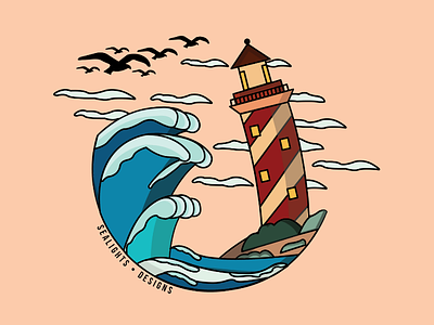 The Lighthouse adobe artwork colors design drawing graphic design illustration illustrator lighthouse minimalist sea student vector art vector illustration
