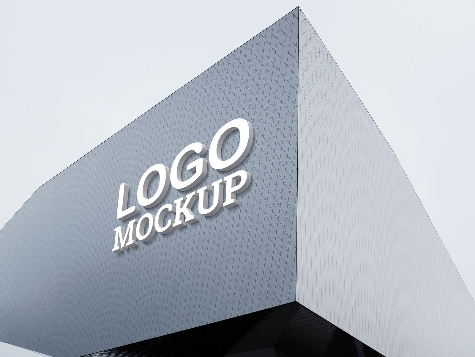 3d building logo sign mockup