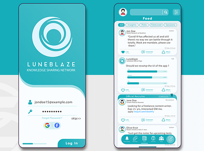 Luneblaze Mockup Updated app mobile app mobile ui social media social media design ui design ui ux uidesign