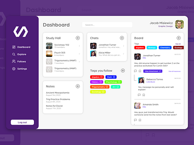 DribbbleDashboard app app store branding college dashboad design graphic design minimal school study ui ui design ux web web app website