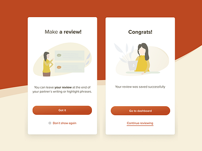 Make a review Creative Caffeine congrats feedback illustration mobile mobile ui mobiledesign modal review success uidesign ux uxdesign write writing