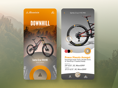 Mobile App UI Downhill aplicativo app bikes design downhill downhill santa cruz figma mobile mountain santacruz ui uidesign uiwill