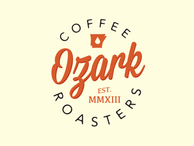 Ozark Coffee Roasters arkansas badge blkboxlabs branding coffee logo ozarks script