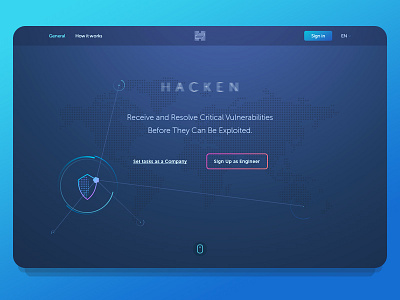 Hacken — promo page concept dark design hacken hacker icon interface theme ui ux «main page» «menu bar» «promo page»