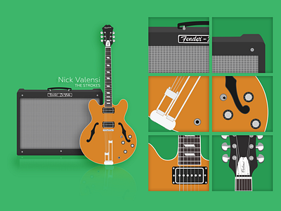 Nick Valensi guitar illustration ephiphone fender gibson guitar hot rod illustration nick valensi the strokes