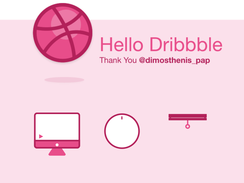 Hello Dribbble animation debut flat gif hello icon invite shot time
