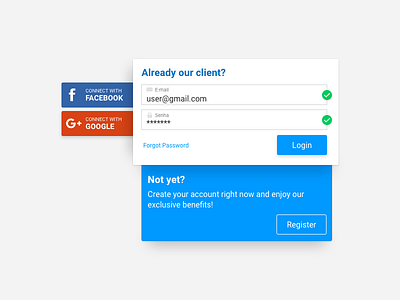 Login/register facebook flat google login plugin register sign in sign up social