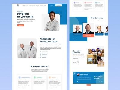 Dental Clinic-Homepage Redesign blue branding clean dental dentist design doctor flat homepage design landingpage medical design minimal simple tooth ui ux web web design webdesign website