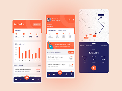 Cyclapp - Cycling Tracking App android app app bike biking branding bycicle clean cycling cycling app design fitness app flat health app minimal simple track tracker tracking app ui ux