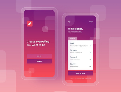 Sign Up Exploration android app app big sur clean cloud design designer flat form gradient gradient design login form minimal onboarding purple sign up simple ui ux