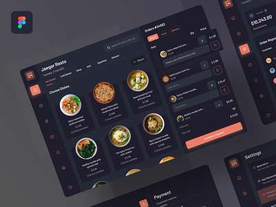 Posly - Food point of sale clean dark mode dashboard design flat food food app food order management system minimal payment method point of sale product page restaurant app settings ui simple table tablet ui