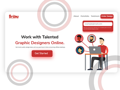 sribu landing page clean design flat illustration illustrator logo minimal type ux web website