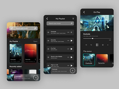 Dark App Music Player android app clean dark dark mode dark ui design design exploration exploration explore flat minimal music music app music app dark mode music player music player ui ui ux