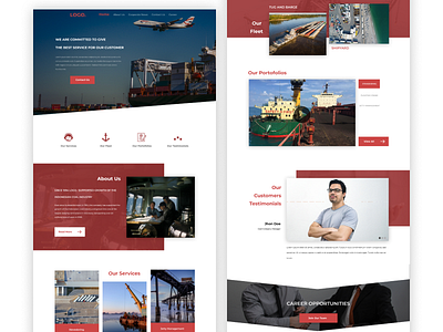 Company Web-Logistic clean company design figma figmadesign flat landing page design logistic minimal profile red ui ux webdesig website