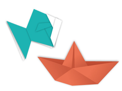 Vector Origami boat fish illustration origami vector