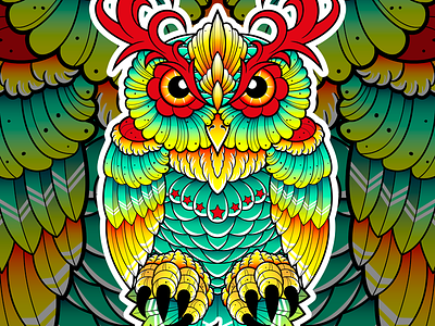 Neo Traditional Owl adobe illustrator chiris concept design design illustration nature neo traditional owl tattoo tattoo design vector wacom bamboo