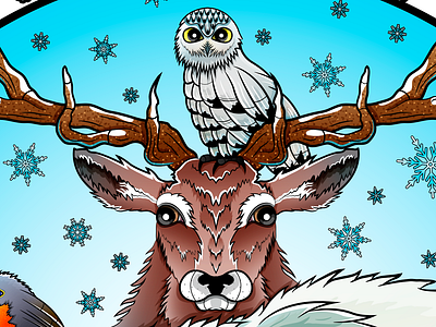 Winter detail adobe illustrator caribu chiris concept design design four stations illustration nature owl snow vector wacom bamboo winter