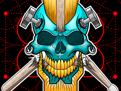 Drumming is Not a Crime adobe illustrator chiris design drum keys drum sticks drummer drumming illustration piercings skull skull art vector wacom bamboo