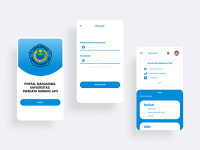 User Interface Portal University Swadaya Gunung Jati graphic design minimal mobile app screen app ui ui blue theme ux vector