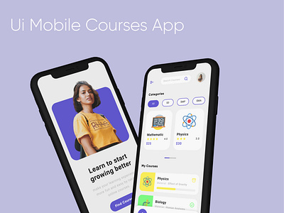 Ui Mobile Courses App Design - UI/UX Design branding course app figma mobile app purple ui ui ux vector web design