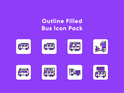 Bus Icon Pack Style Outline Filled branding design flat icon graphic design icon icon pack illustration logo minimal mobile app ui ux vector