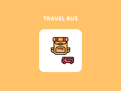 Icon Set | Travel Bus | Style Filled Line With Color