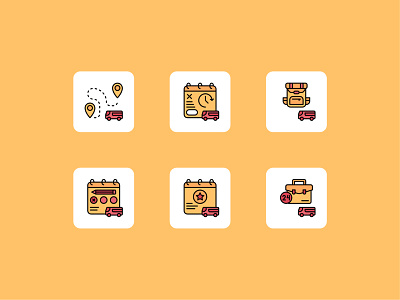 Flat icon Set theme Bus Travel For Website and App or UI/UX