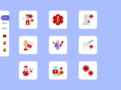 Flat icon Style | Icon pack Health care covid design disease flat icon health health test heatlh care icon icon pack icon set logo pandemic ui ux vector virus