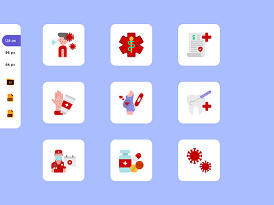 Flat icon Style | Icon pack Health care covid design disease flat icon health health test heatlh care icon icon pack icon set logo pandemic ui ux vector virus