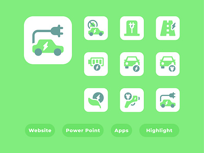 Electric Vehicle Icon Set | Style Flat icon app design charging ev car flat icon icon set minimal ui vector web design