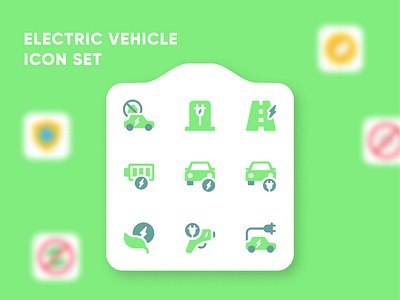 Electric Vehicle Green Car Icon Set | Style Flat icon ev car flat icon graphic design green car icon design icon pack logo minimal mobile app ui ux web design