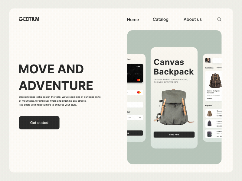 Backpacks Shop App aftereffects animation ui ux website