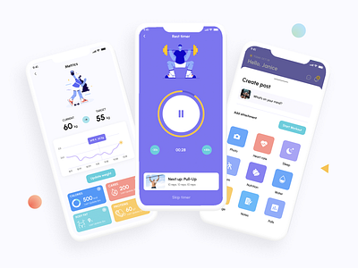 Fitness Mobile App @design illustration ui