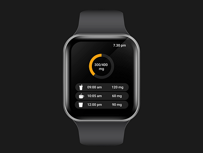 Caffeine Tracking Watch App app design ui ux
