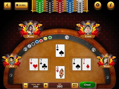 Poker Card Game Table android app game illustration poker table ui vector