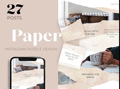 Instagram puzzle template for woman blogger and store blog design blogger blogging instagram instagram post instagram template paper art puzzle puzzle template social media template design
