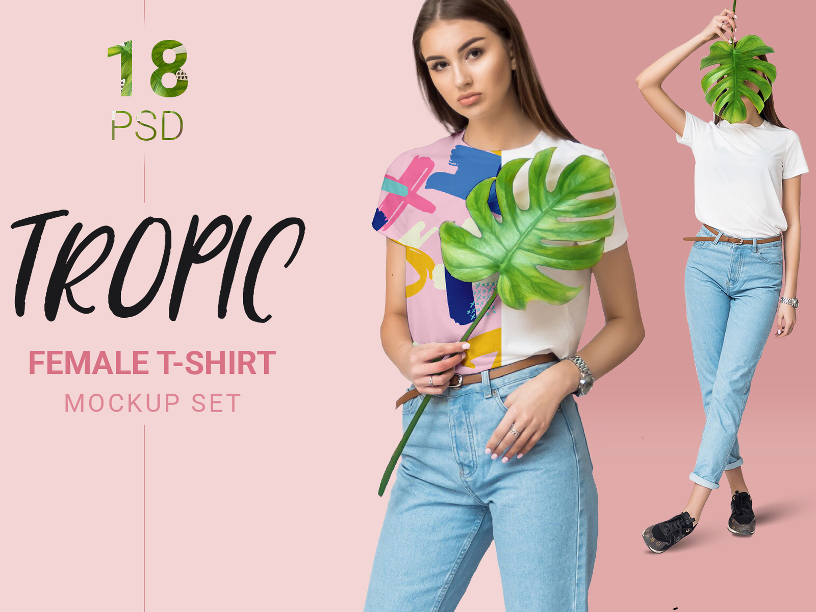 Download Female T Shirt Mockup Set With Real Fashion Model Photography An By Julia On Dribbble PSD Mockup Templates