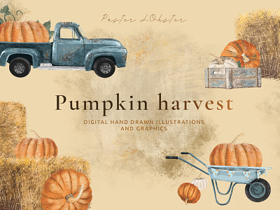 Pumpkin harvest illustration set autumn design harvest illustration illustrator pattern patterns pumpkin pumpkins tractor trendy truck trucker