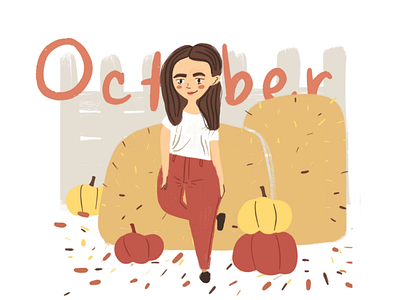 October ❤️ autumn challenge drawing fall female feminine girl halloween harvest illustrations illustrator inctober october pumpkin