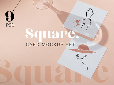 Square Card Shadow Mockup Set business card card mockup design female feminine free freebie graphic logo mockup mock up mockup mockup psd mockup template