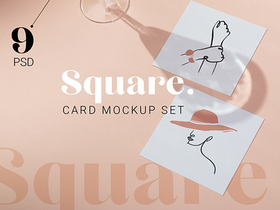 Square Card Shadow Mockup Set