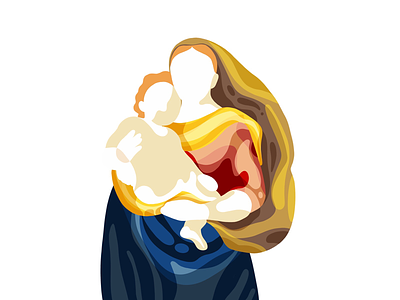 Madonna baby design drawing graphic illustration illustrator jesus madonna mother motherhood simple