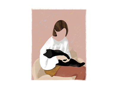 Woman and cat black cat digital drawing feminine feminist girl illustration love painting simple woman