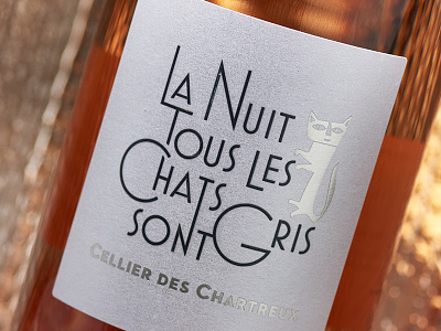 Wine Label "La Nuit tous les Chats sont Gris" label logo silver wine wine label wine labels