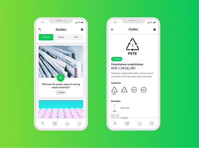 Recycling app app eco ecologie mobile mobile app recycling ui user interface